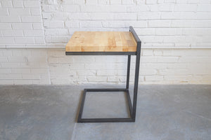 Cippus Side Table, Wood Top, Metal, Black-powder coated