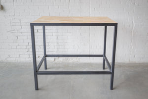 Rectangular High-top, Dining Table, Wood Top, Metal black-powder-coated