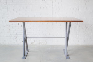 Dining Table, Raw Steel X-Frame